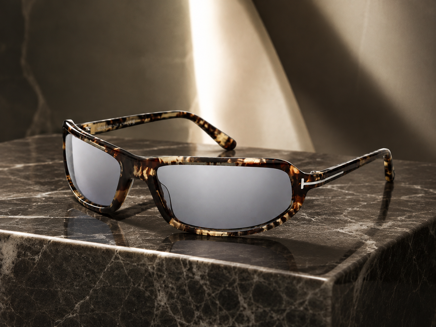Gafas de sol Tom Ford acetato carey oscuro lentes espejo - Guillermo Ópticos Madrid