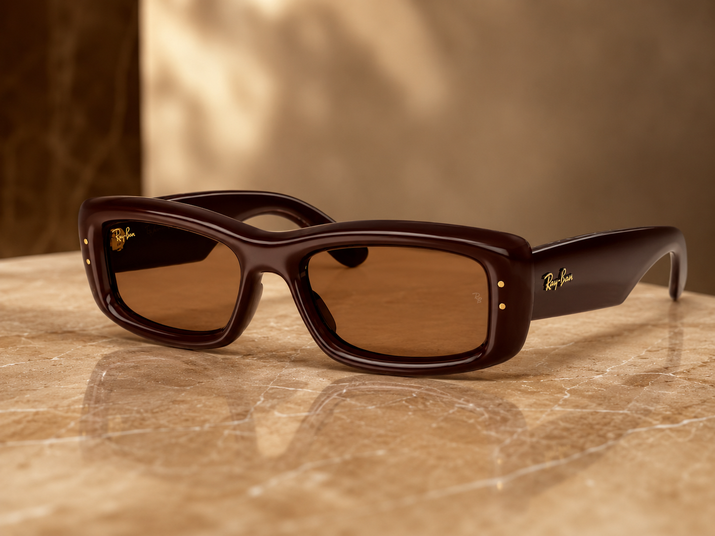 Ray-Ban RB4944 Kiliane acetato marrón chunky rectangular - Guillermo Ópticos Madrid
