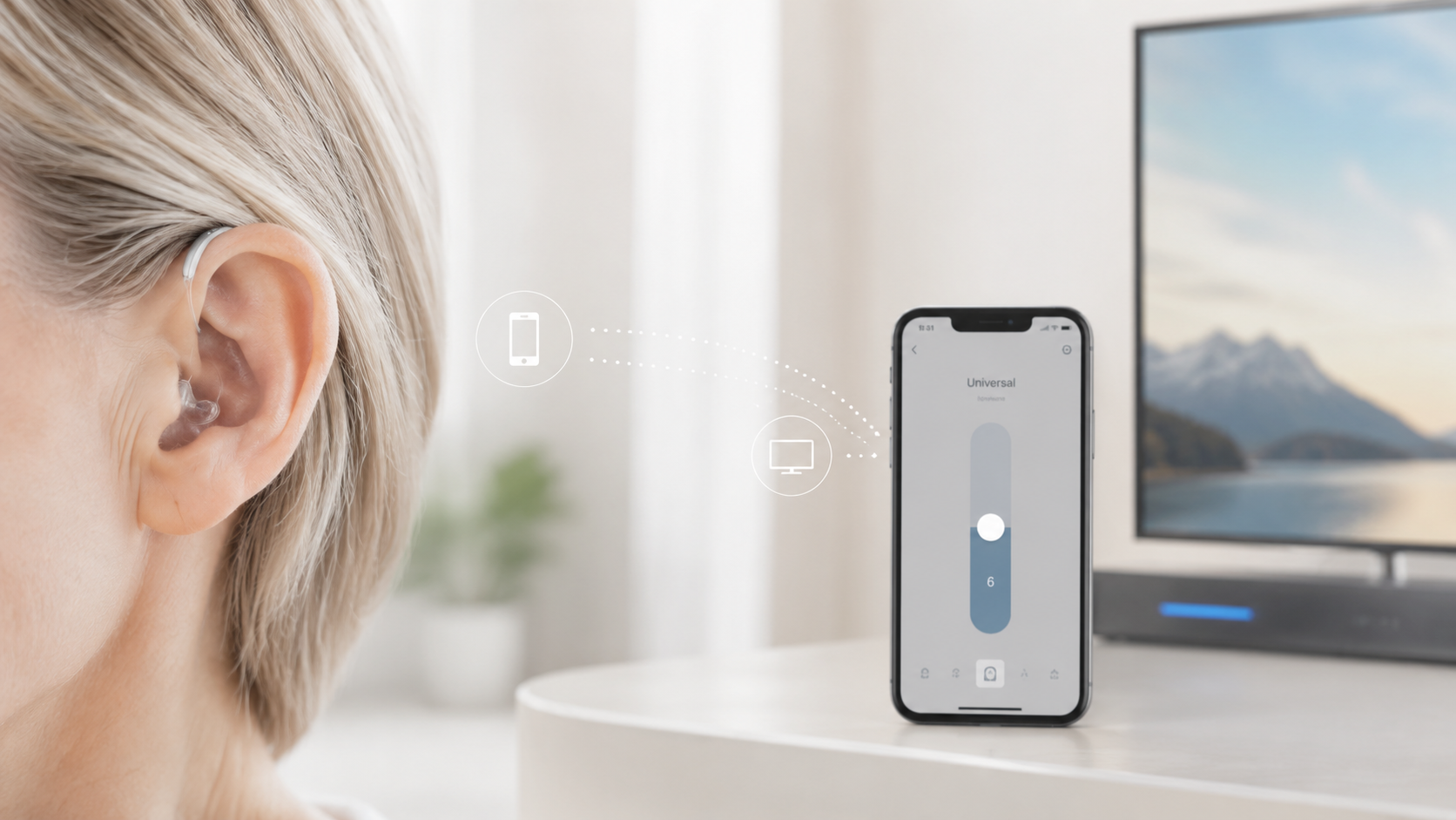 Audífono conectado por Bluetooth al móvil y a la televisión — Guillermo Ópticos Madrid